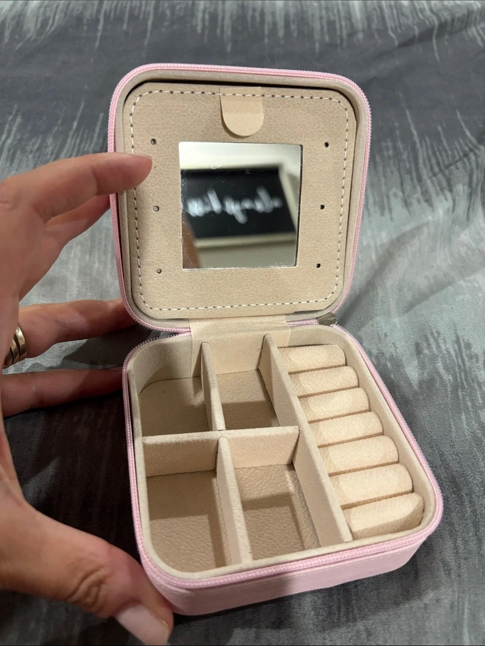 Pink Kids Jewelry Box with Gold-Trimmed 'J' Initial